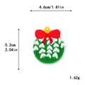 Green Christmas ornament embroidery patch with red bow and white heart, 4.6cm width - 4.6x5.2cm / 11164-Christmas Ball Bell