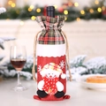 Christmas burlap wine bottle bag featuring a 3D snowman with red check fabric and drawstrings - Style B Snowman (H-JT203)