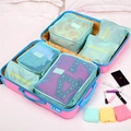 Lot de 6 sacs de rangement de voyage vert menthe à pois dans une valise - Vert à Pois
