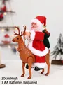 Electric Santa Claus riding reindeer toy with gift bag, height 30cm, 3xAA battery operated - Santa Riding Reindeer (Musical)