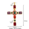 Ciondolo a croce barocca in rame con zirconi colorati 47x34mm per la creazione di gioielli - Colore Misto-M41C2921