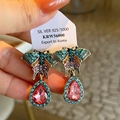 Orecchini a farfalla con cristallo rosa a goccia e zirconi colorati vintage - Farfalla con Diamanti Colorati Vintage Francese