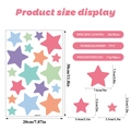 Detaillierte Größentabelle für bunte PVC-Stern-Wandaufkleber mit 18 Teilen auf 20x30cm Bogen - CH23019 Große Sterne