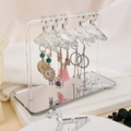 Acrylic clothes hanger style earring display stand with mirrored base for jewelry storage - Single Layer / Single Layer Silver