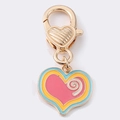 Pink heart-shaped enamel metal charm pendant with gold plating and lobster clasp - Red Blue and Yellow
