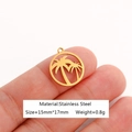 Golden stainless steel hollow coconut tree pendant charm for jewelry making - Palm Tree-DY1083-2