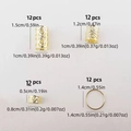 Golden hair braid rings and metal cuff accessories set with dimensions and weights - 48PCS (Bag) / Gold