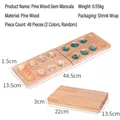 Foldable pine wood Mancala board game with 48 colorful glass stones for kids - 228 Pine Wood Foldable Mancala