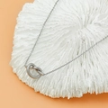 Minimalist silver interlocking heart pendant necklace on white coral display stand - Knot Necklace (X1230) / Steel