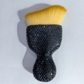 Brosse à ongles avec manche à strass noirs et poils dorés pour le maquillage - Brosse À Verre À Vin Incrustée De Diamants Noirs