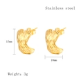 Golden geometric C-shaped stainless steel earrings with premium irregular texture - Gold Style (LE3524)
