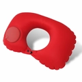 Portable bright red U-shaped neck pillow with manual press-to-inflate pump design - Milk Silk / Neck Pillow / Red