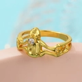 Unique gold frog ring with sparkling round zircon stone for women party jewelry - Imitation Gold A-1357
