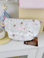 Quilted bear print crossbody bag with lace trim and pink ribbon bow detail - Bear Sweetheart Style