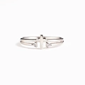 Anello croce minimalista in argento sterling S925 da donna con accenti in zirconi - Taglia US 7 Aperto (Regolabile) / Oro Bianco