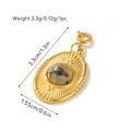 Golden oval vintage pendant with grey patterned stone and detailed measurements - Pendant (Grey Patterned Stone Style 2)