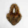 Close-up of heart-shaped faux fur shell bag with realistic brown gradient texture - Small / Coffee