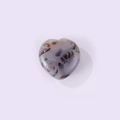 Polished heart-shaped gray agate crystal with natural black dendritic inclusions - Ocean Agate