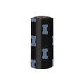 Biodegradable black pet waste bag roll with blue bone patterns for dog cleanup - Eco-Friendly Black / Printed / 1.5 Silk