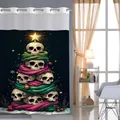 Detail of waterproof bathroom curtain with gothic skull Christmas tree pattern - Gothic Christmas Tree Skull - Shower Curtain Only