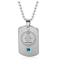 Silver stainless steel Sagittarius zodiac military tag necklace with a blue gemstone - Steel Sagittarius Male