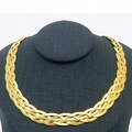 Elegant gold-finished braided snake chain necklace displayed on a black mannequin bust - 5-Strand 40cm Gold Necklace