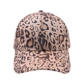 Close-up of stylish leopard print baseball cap featuring textured khaki fabric finish - Classic Khaki Brown Leopard (Series A-05)