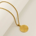 Gold-plated stainless steel Gemini zodiac pendant necklace with elegant twist chain - Gemini