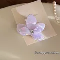 Iridescent purple flower hair claw clip with crystal center and 5.5cm size - Purple Small Flower