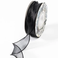 Elegant black fishtail chiffon ribbon with wire edge for floral bouquet wrapping - Fishtail Yarn (Standard Roll) / Black