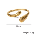 Detail showing 55mm width and 13mm teardrop ends on 18k gold plated open bangle - Gold (SZ112)