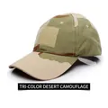 Three-sand camouflage tactical baseball cap with front hook and loop patch panel - One Size / Tri-Color Desert Camouflage