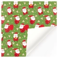 Christmas wrapping paper with Santa Claus patterns on a festive green background - Style 6