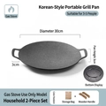 Korean 30cm portable non-stick grill pan set with storage bag and wooden handles - 30cm Gas Model (Free Storage Bag + Wooden Handle)