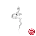Minimalist S925 sterling silver snake wrap ring with detailed scale texture carving - Left Ear / White Gold