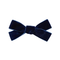 Detailed close-up of a deep blue velvet bow hair clip with fine texture on white background - Navy Blue (1)