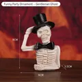 Gentleman skeleton resin figurine with black hat and bowtie for Halloween decor - Gentleman Ghost