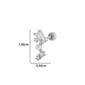 Silver copper earring with zirconia star and white pearl featuring screw back ball clasp - 6# Linear Pearl Style / Silver