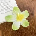 Tropical frangipani hair claw clip with green and yellow gradient finish on wood - Green Gradient