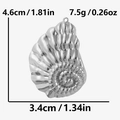 Macro view of shell pendant measurements 4.6cm height and 3.4cm width in silver finish - Silver