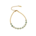 Handmade beaded star bracelet with green natural stones and 18K gold-plated beads - Green Aventurine