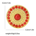 Turkish style gold round brooch with red gemstones for women suit and shawl decor - Red