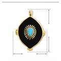 Macro view showing dimensions of a teardrop natural stone pendant in stainless steel - YE141-Blue Water Drop Eye Shape