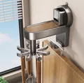 Grey rotating wall hook made of space aluminum for kitchen tools with suction cup mounting - Upgraded Suction Swivel Hook / Gunmetal