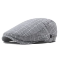 Béret classique à motif pied-de-poule gris et noir avec boucle de réglage latérale - Style à Boucle Latérale / Gris clair