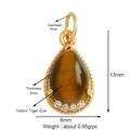 Yellow tiger eye pendant in gold plated setting with small crystals for DIY necklaces - Tiger's Eye