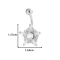 Star-shaped belly button ring with cubic zirconia and dimensions measurement 1.57cm - Star Style (0168-8#) / Silver