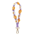Handmade woven cotton wrist strap with purple and orange daisy pattern and gold clasp - Type K Light Purple + Golden Yellow + White