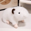 Realistic white guinea pig plush toy with soft long fur and brown ears for children - Small (15cm) / White