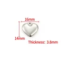 Polished heart-shaped stainless steel pendant 16x14mm for DIY jewelry making - Polished Smooth Heart Pendant 14x16mm / Steel